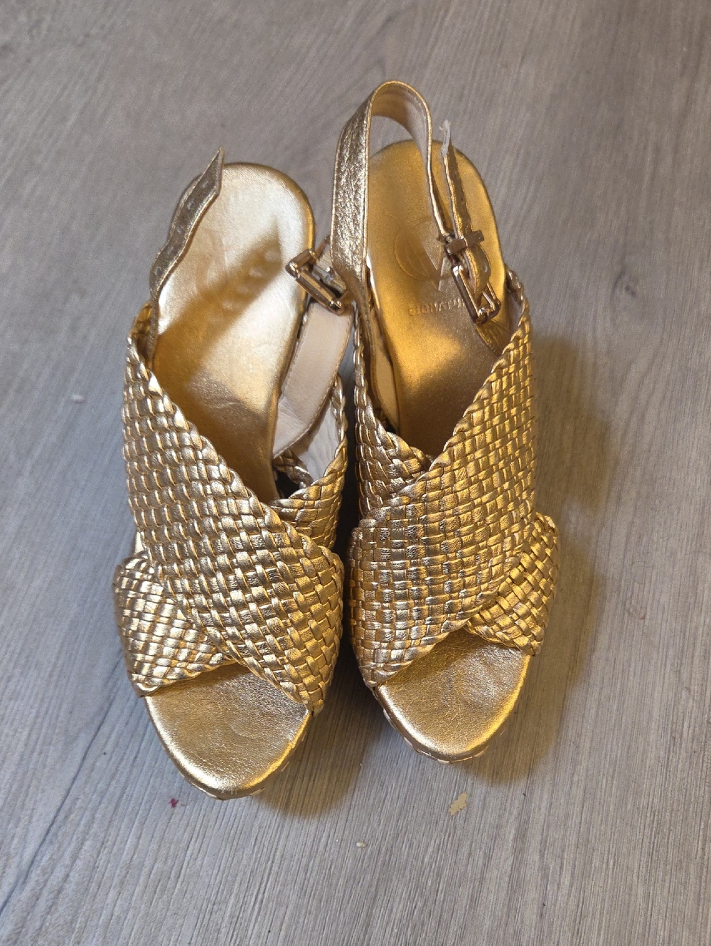 Women’s Gold Woven Slingback Sandals